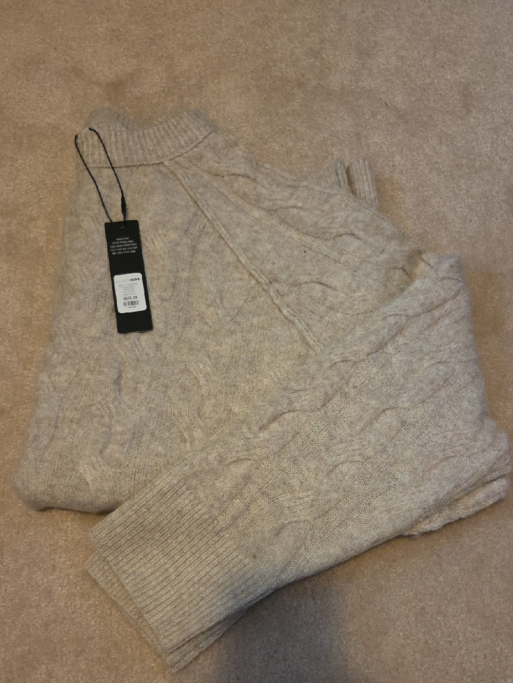 Fashion Nova Light Taupe Cable Knit Sweater